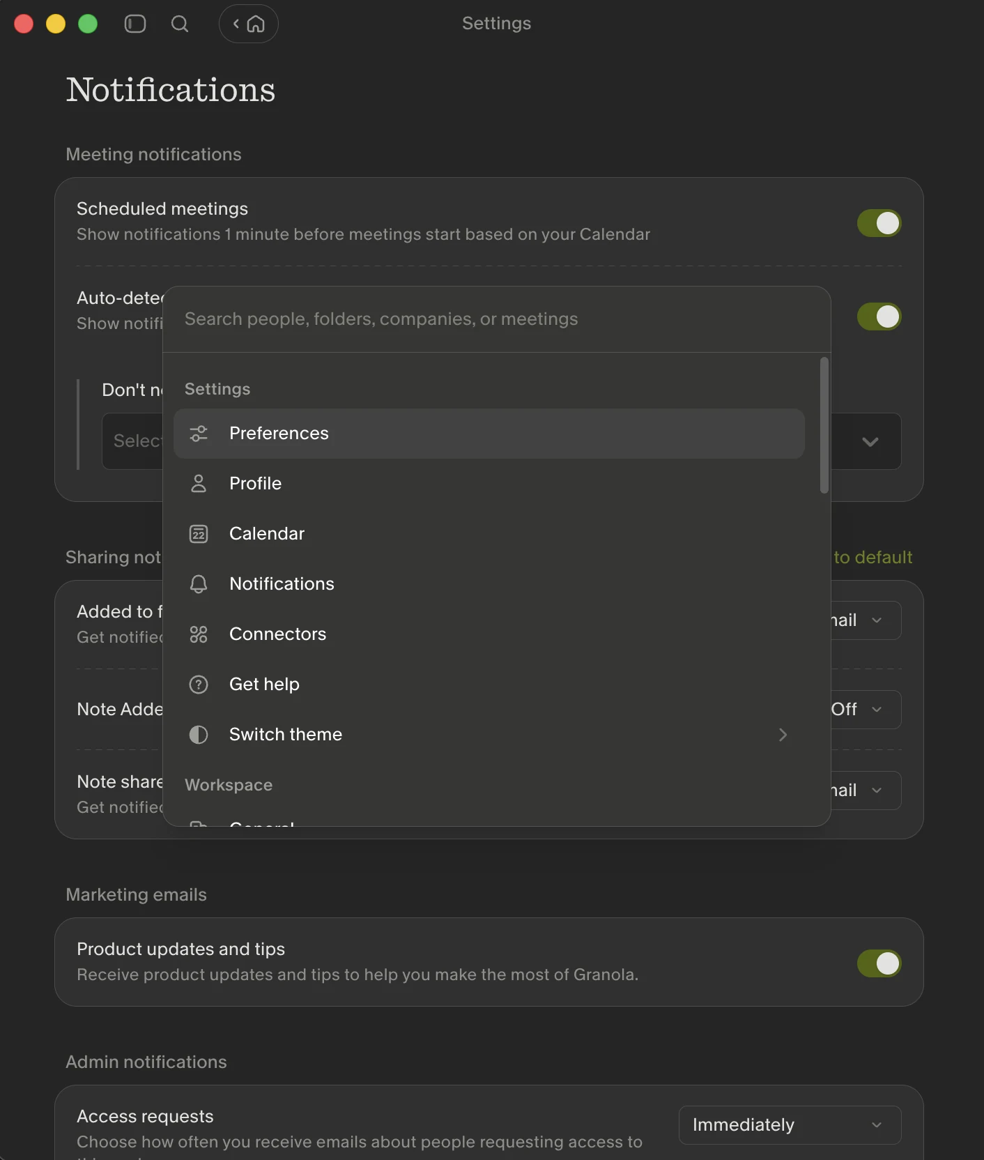 Search palette with no backdrop blur